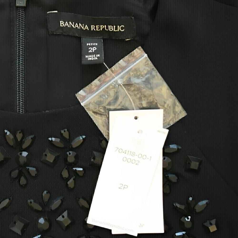 BANANA REPUBLIC NWT BEAD EMBELLISHED BLACK MINI DRESS - Picture 8 of 8